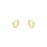 14 Karat Yellow MatteGold Huggy Earrings with Bezel Set Diamond