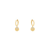 14 Karat Yellow Gold Huggy Earrings with Small Diamond Confetti drop