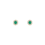 14 Karat Yellow Gold Oval emerald stud earrings