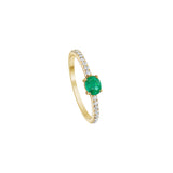 14 Karat Yellow Gold Ring with Emerald Oval and Diamonds