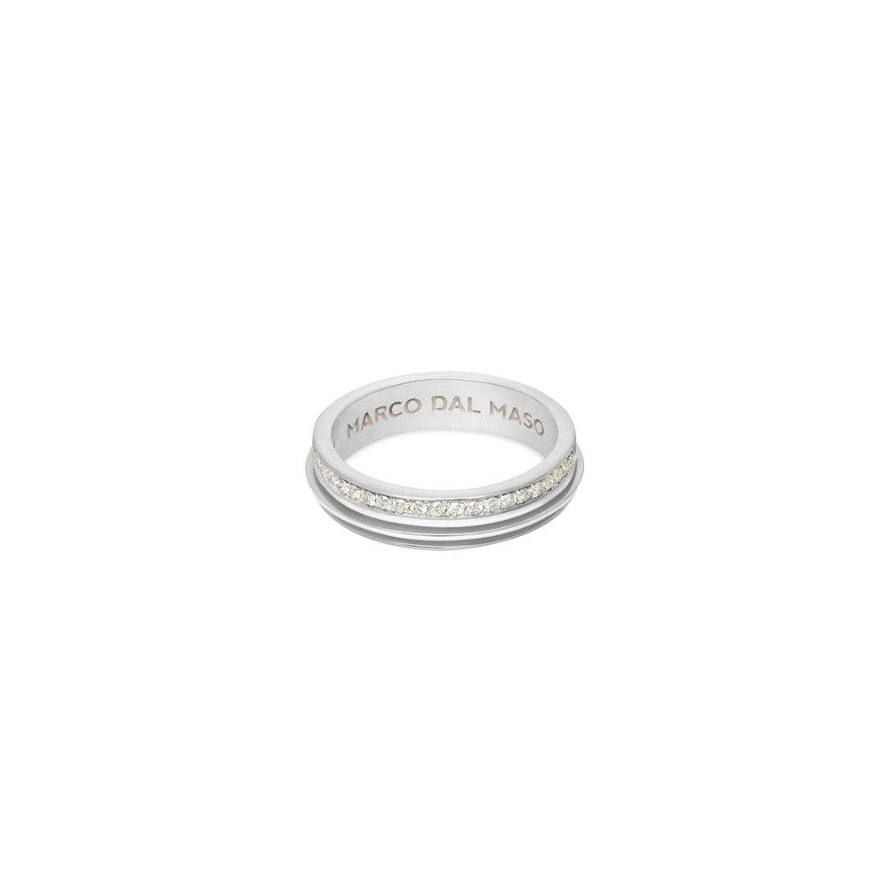 Sterling Silver and White Rhodium Acies Ring with White Diamonds