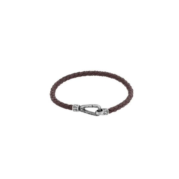 Sterling Silver Oxidized Woven Leather bracelet