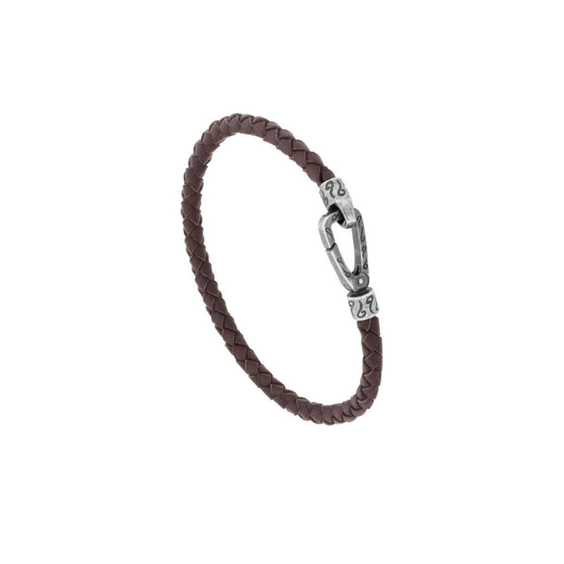 Sterling Silver Oxidized Woven Leather bracelet