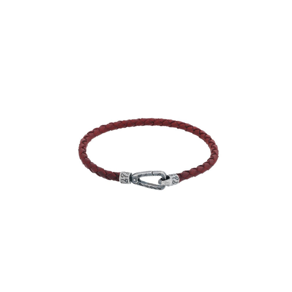 Red Woven Italian Leather Bracelet