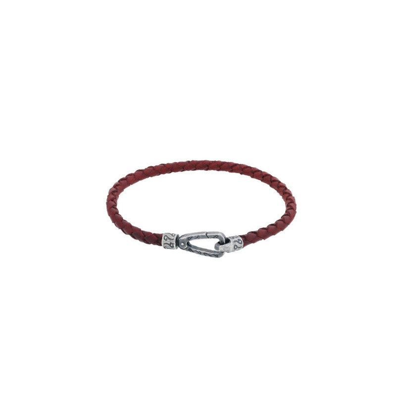 Red Woven Italian Leather Bracelet