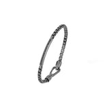 Sterling Silver Oxidized ID Bracelet with Black Diamonds