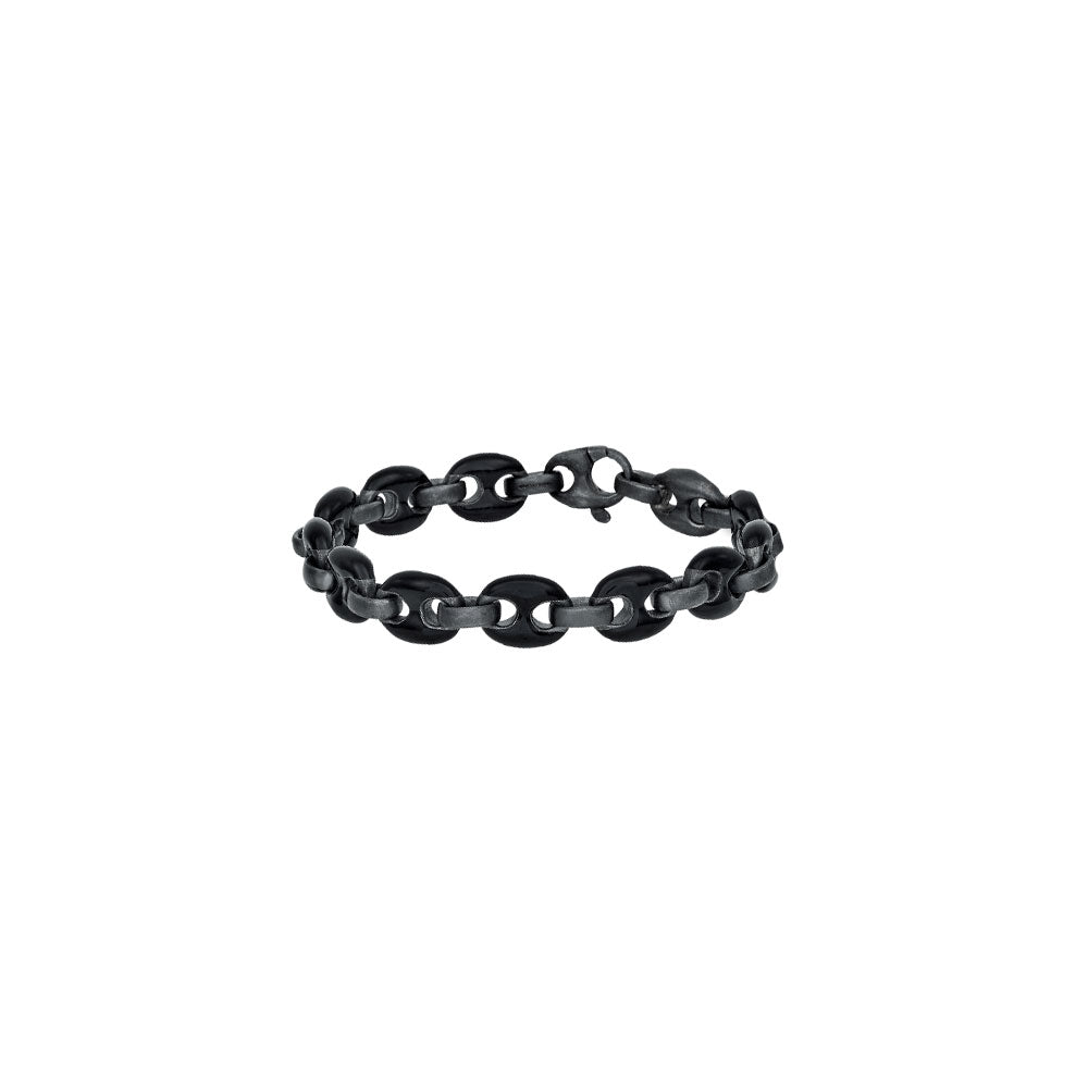 Sterling Silver Oxidized and Black Enamel Ulysses Bracelet