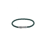 Dark Green Woven Italian Leather Bracelet