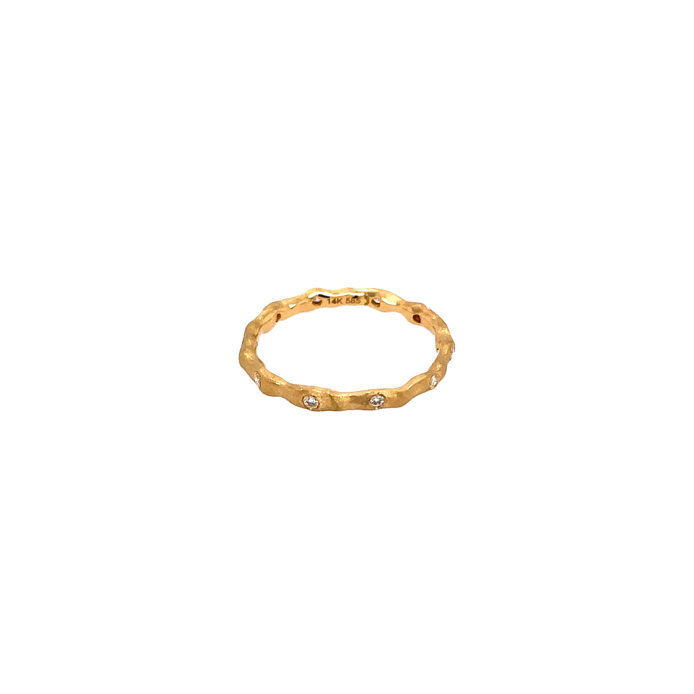 14 Karat Yellow Gold Wavy Band with Diamonds