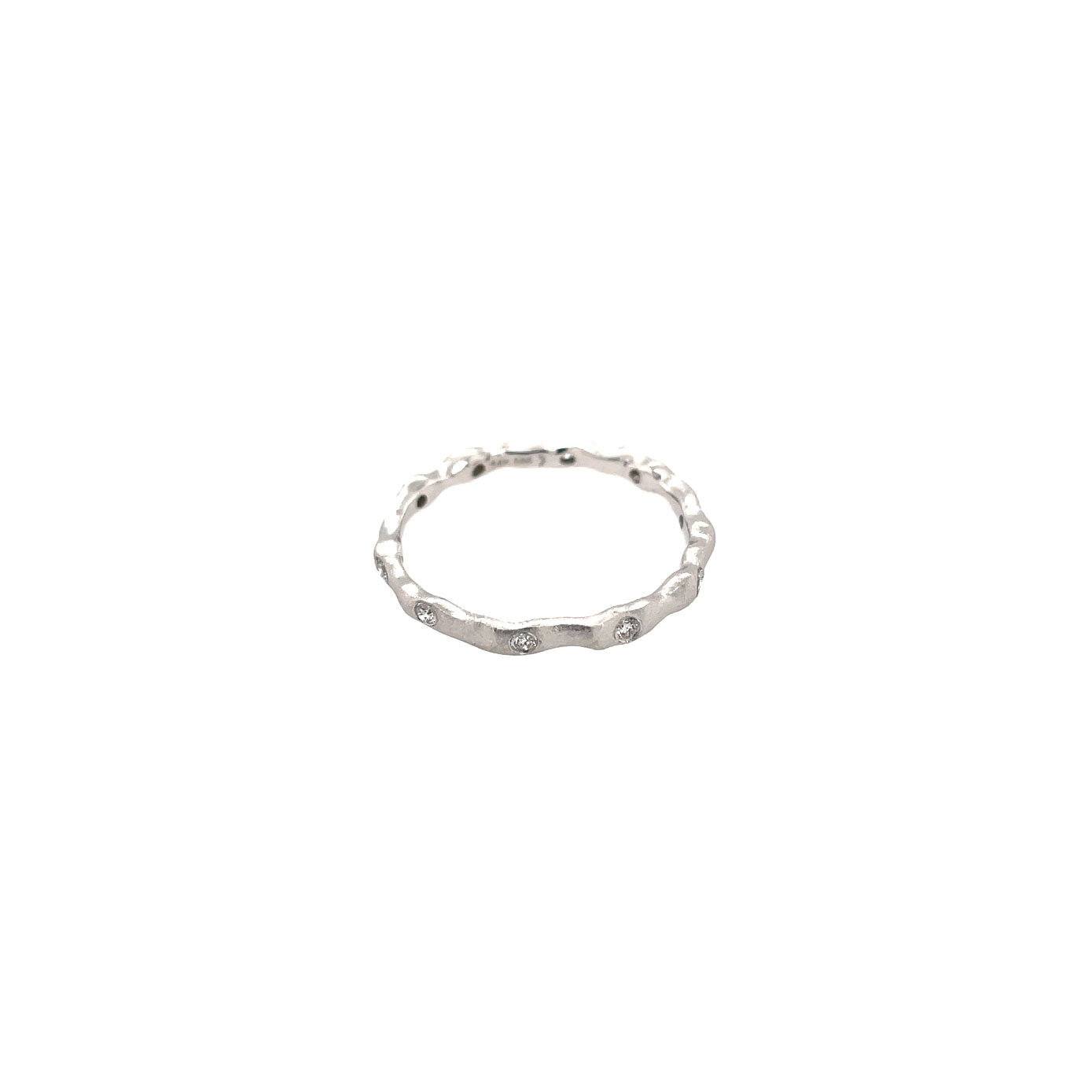14 Karat White Gold Wavy Band with Diamonds