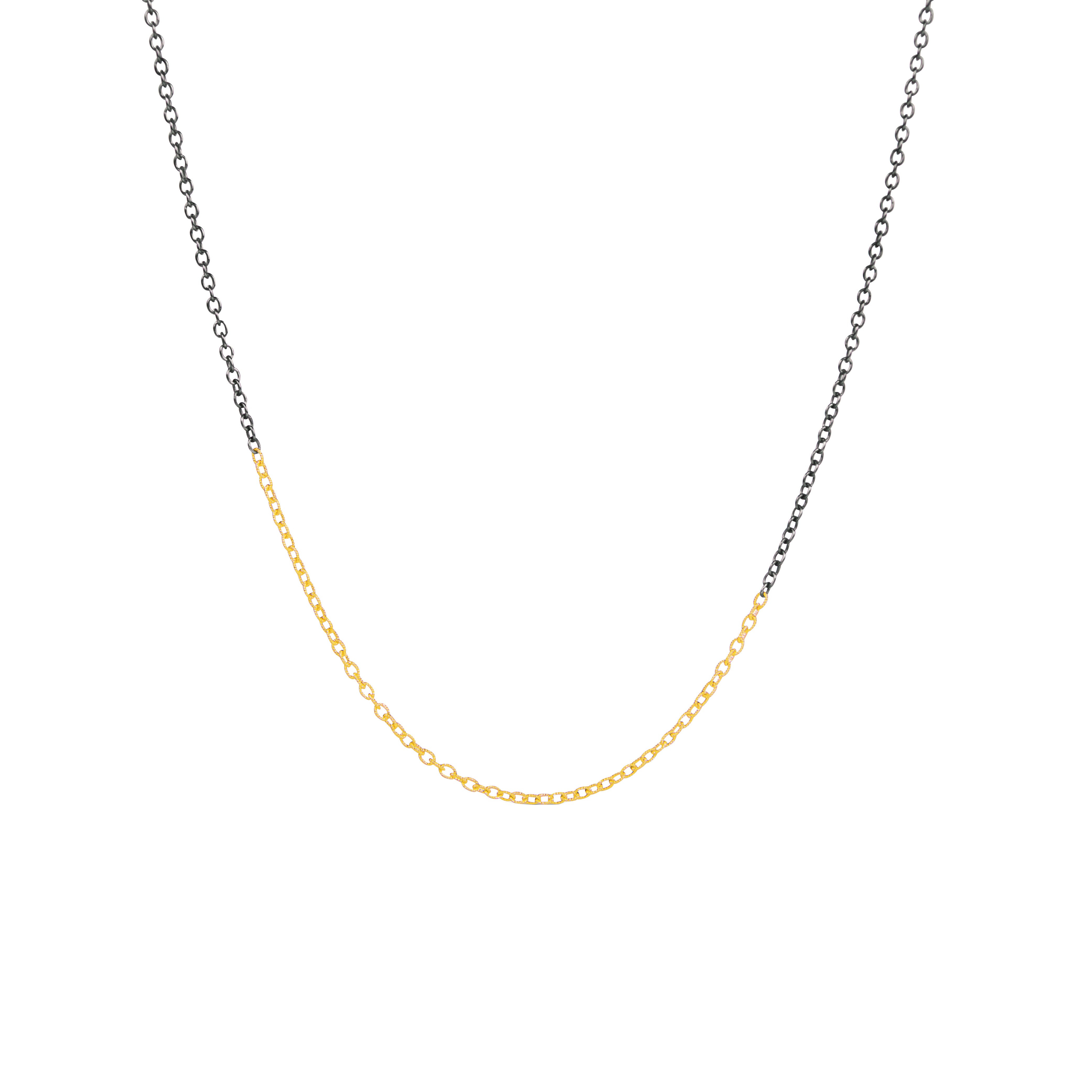 Sterling Silver with Black Rhodium and 14 Karat Yellow Gold ALEXIS Chain
