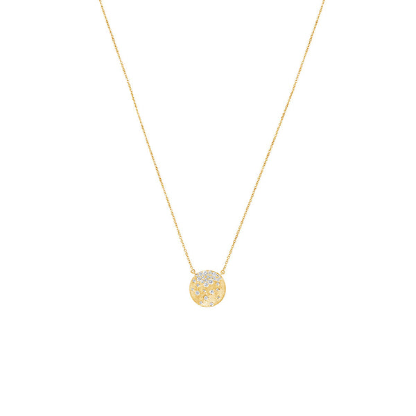 14 Karat Yellow Gold Confetti Disc Pendant Necklace with Diamonds