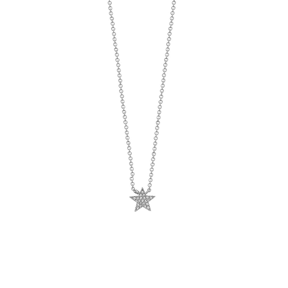 14 Karat White Gold Star Necklace with Diamonds