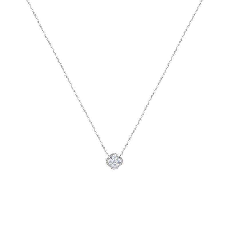 14 Karat White Gold Marquise Shape Diamond Necklace