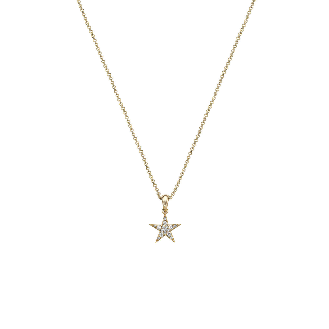 14 Karat Yellow Gold Mini Star Diamond Pendant