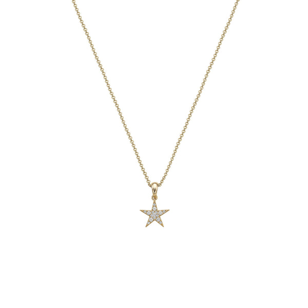 14 Karat Yellow Gold Mini Star Diamond Pendant