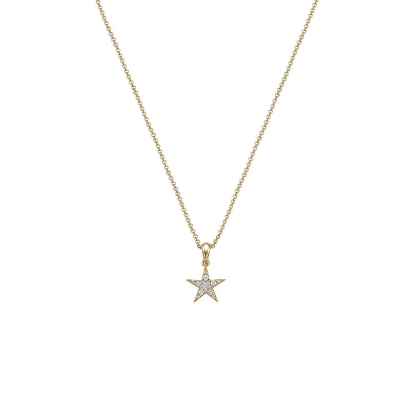 14 Karat Yellow Gold Mini Star Diamond Pendant
