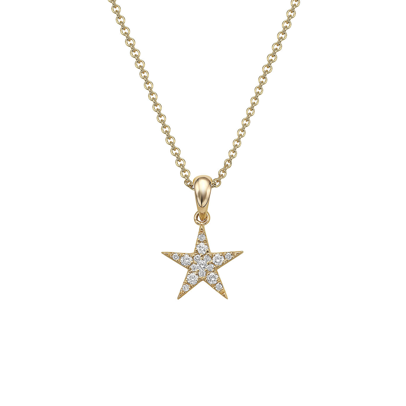 14 Karat Yellow Gold Mini Star Diamond Pendant