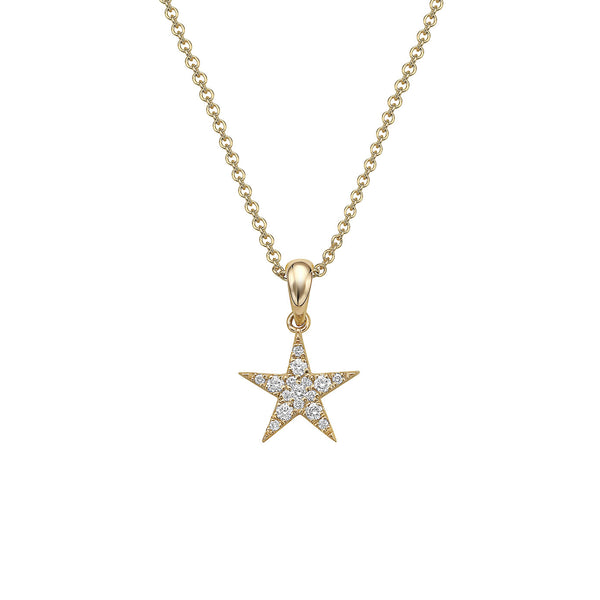 14 Karat Yellow Gold Mini Star Diamond Pendant