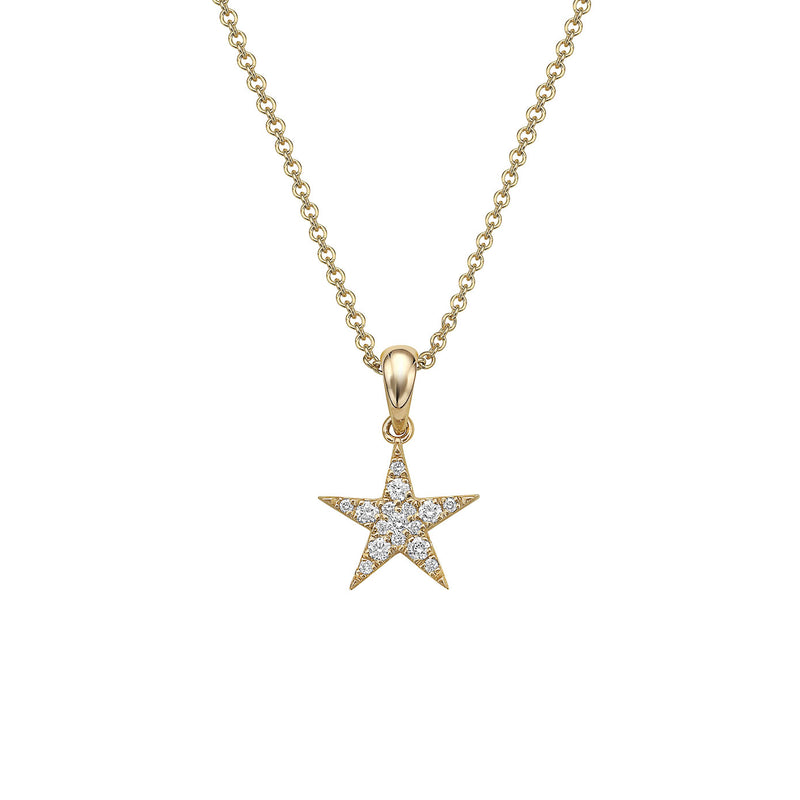 14 Karat Yellow Gold Mini Star Diamond Pendant