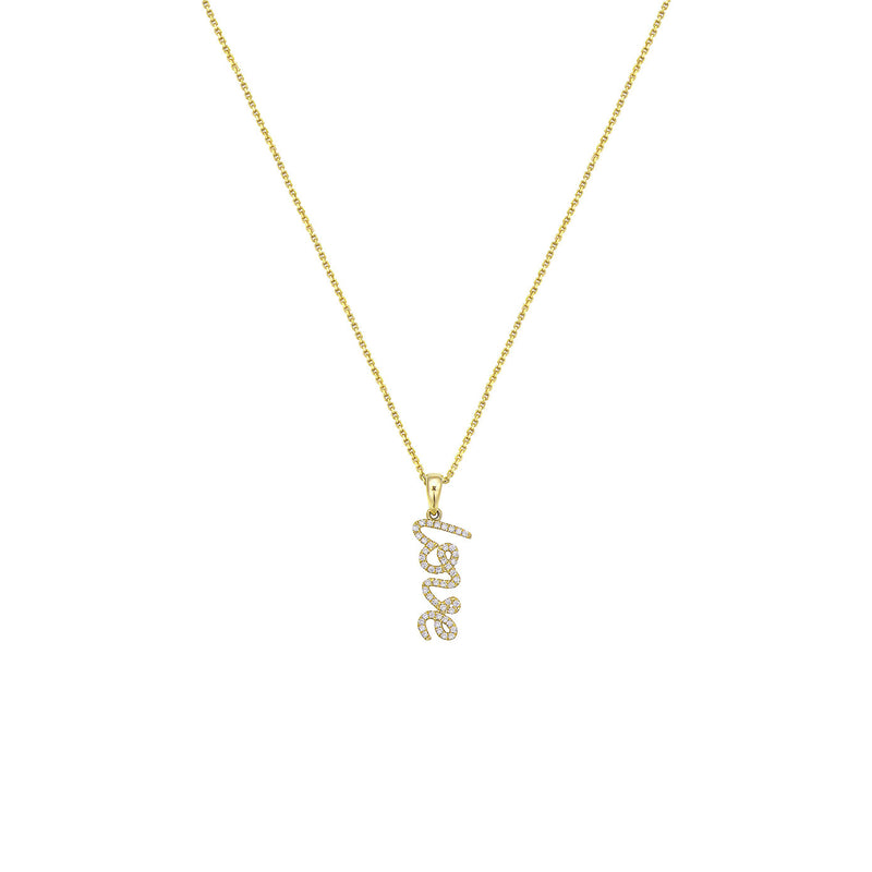14 Karat Yellow Gold Diamond Love Pendant