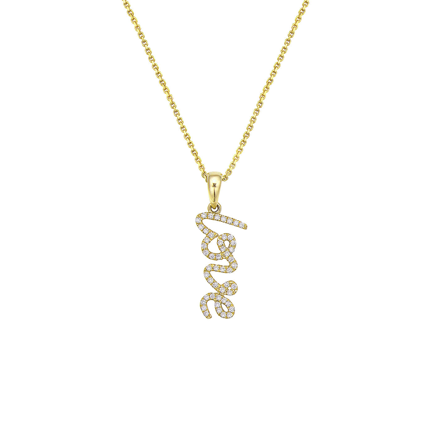 14 Karat Yellow Gold Diamond Love Pendant