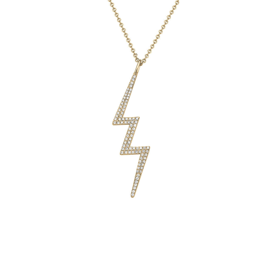 14 Karat Yellow Gold Diamond Lightning Bolt Pendant