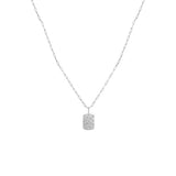 14 Karat White Gold Confetti Dog Tag Pendant with Diamonds