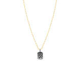 14 Karat White Gold Black Rhodium Dog Tag necklace with Diamonds