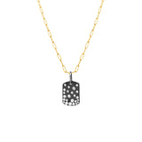 14 Karat White Gold Black Rhodium Dog Tag necklace with Diamonds