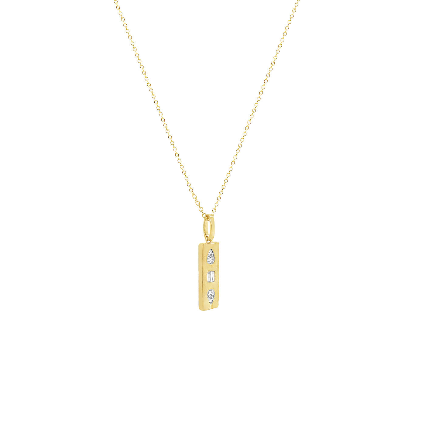 14 Karat Yellow Gold Pendant with baguette and pear diamonds