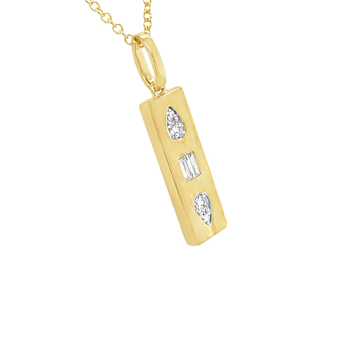 14 Karat Yellow Gold Pendant with baguette and pear diamonds