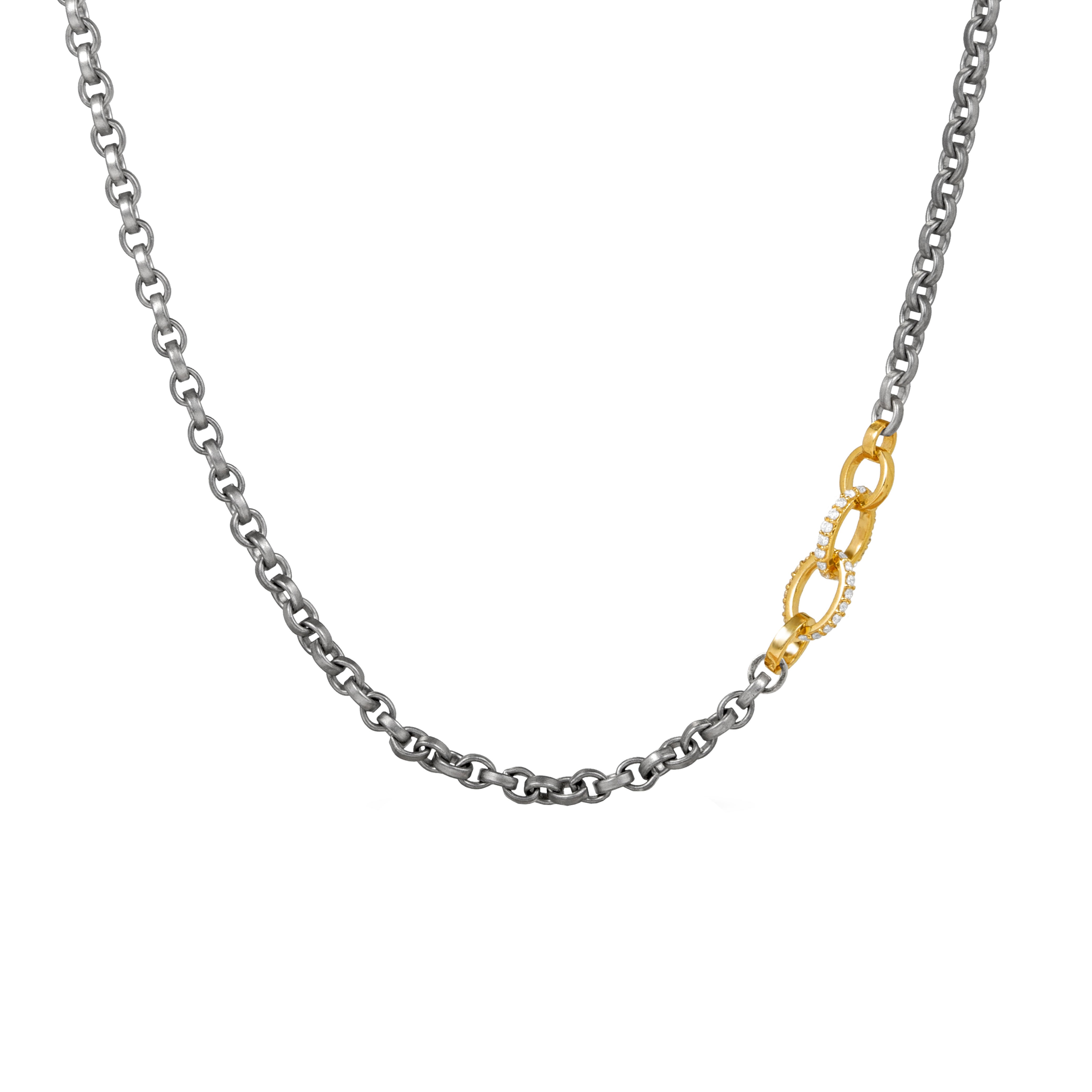 Sterling Silver with Black Rhodium and 14 Karat Yellow Gold ARABELLA chain with Diamond links