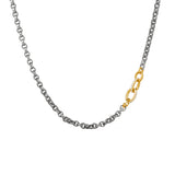 Sterling Silver with Black Rhodium and 14 Karat Yellow Gold ARABELLA chain with Diamond links