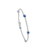 14 Karat White Gold Tennis Bracelets With Blue Sapphires And Diamonds