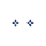14 Karat White Gold Clover Earring With Blue Sapphires And Diamonds