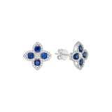 14 Karat White Gold Clover Earring With Blue Sapphires And Diamonds