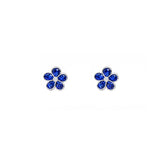 14 Karat White Gold Flower Earrings With Blue Sapphires And Diamonds
