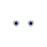 14 Karat White Gold Halo Earrings With Blue Sapphire And Diamonds