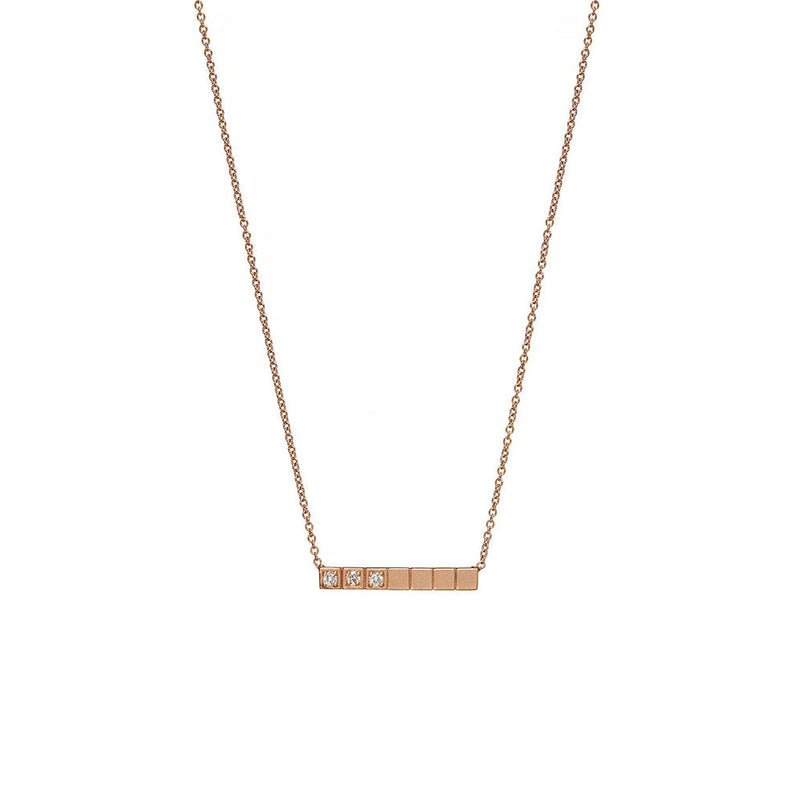14 Karat Rose Gold Bar Diamond Necklace