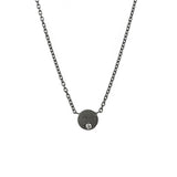 Sterling Silver ADIN disc necklace with Black Rhodium and single diamond