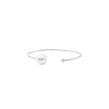 18 Karat White Gold Open Flexible Oval Bangle with South Sea Pearl and Round DiamondB012013