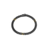 Titanium and 14 karat yellow gold Curb Bracelet with Black Diamond