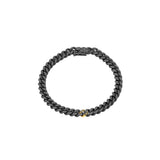 Titanium and 14 karat yellow gold Curb Bracelet with Black Diamond
