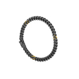 Titanium and 14 karat yellow gold Curb Bracelet with Black Diamond