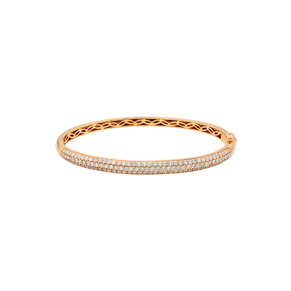 18 Karat Rosé Gold Diamond Hinged Bangle
