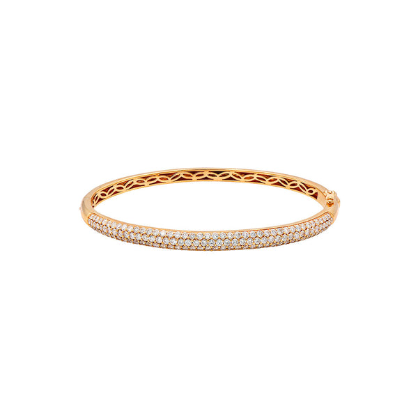 18 Karat Rosé Gold Diamond Hinged Bangle