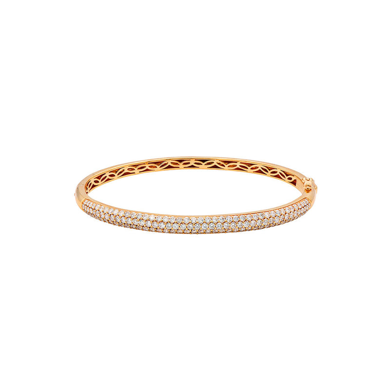 18 Karat Rosé Gold Diamond Hinged Bangle