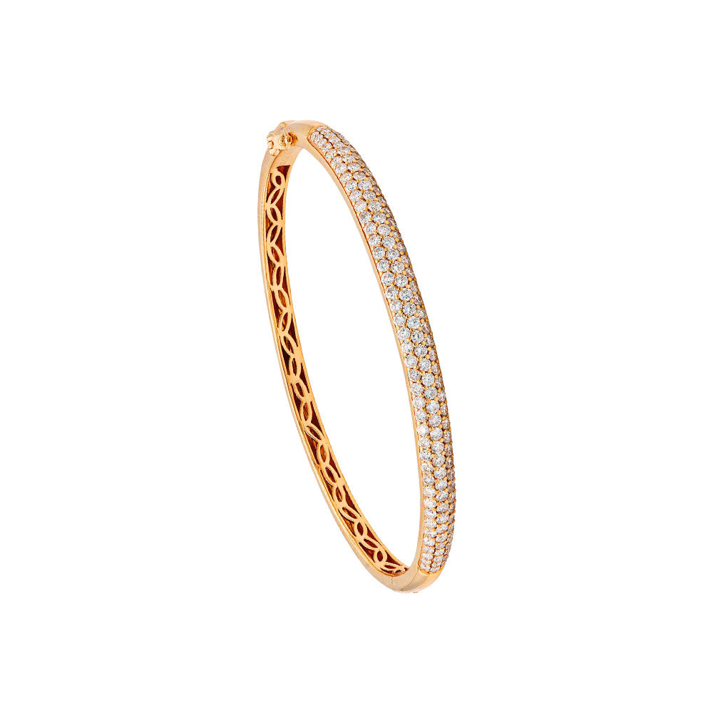 18 Karat Rosé Gold Diamond Hinged Bangle