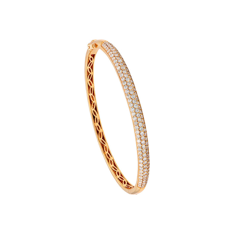 18 Karat Rosé Gold Diamond Hinged Bangle